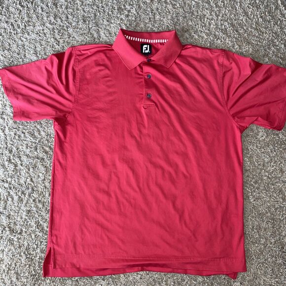 Footjoy Mens Polo Shirt Size Large Red Golf Stretch Short Sleeve - Picture 1 of 6